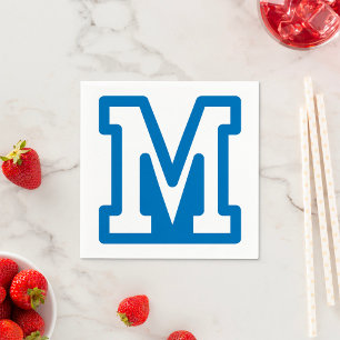Blauwe varsity letter M monogram Servet