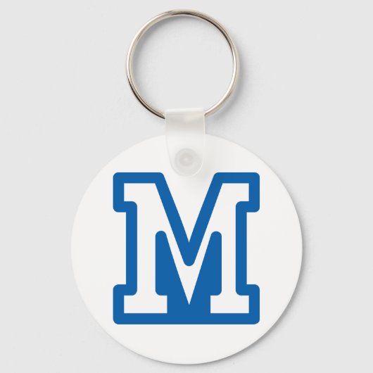 Blauwe varsity letter M monogram Sleutelhanger (Voorkant)