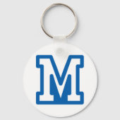 Blauwe varsity letter M monogram Sleutelhanger (Achterkant)