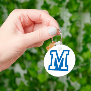 Blauwe varsity letter M monogram Sleutelhanger