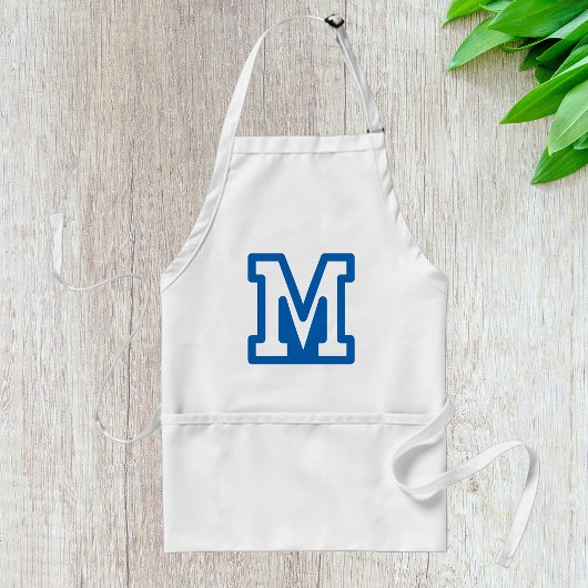 Blauwe varsity letter M monogram Standaard Schort