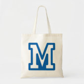 Blauwe varsity letter M monogram Tote Bag (Voorkant)