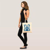 Blauwe varsity letter M monogram Tote Bag