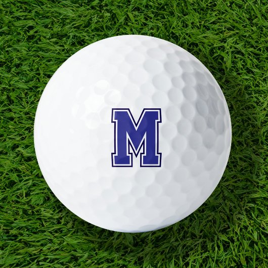 Blauwe varsity monogram golfballen