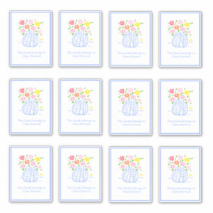 Blauwe Vase Bookplate-Stickers Sticker