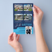 Blauwe Vastgoedmakelaar Eigendommen Lijst Makelaar Flyer (Hand)