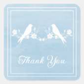 Blauwe vederbloem Hartelijk dank Vierkante Sticker (Voorkant)
