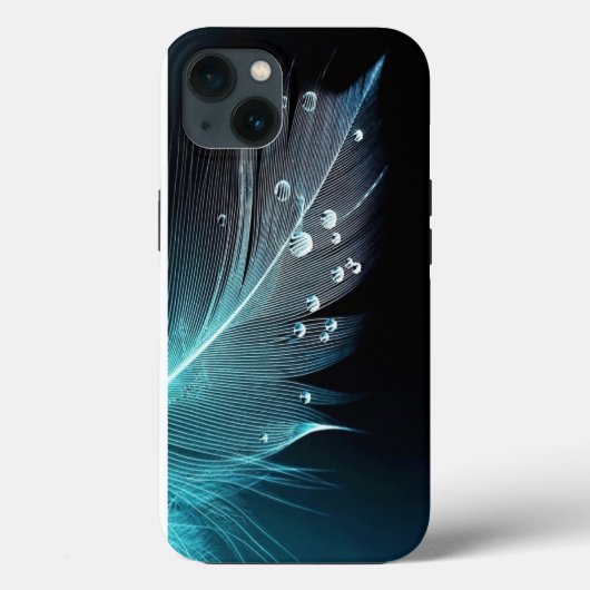 Blauwe veer Hoesje-Mate iPhone Case (Achterkant)