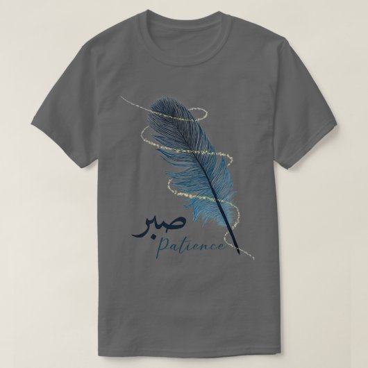 Blauwe veer met gouden enkels t-shirt (Design voorkant)