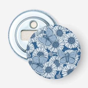 Blauwe veer, wilde bloemen, madijsoorten button flesopener
