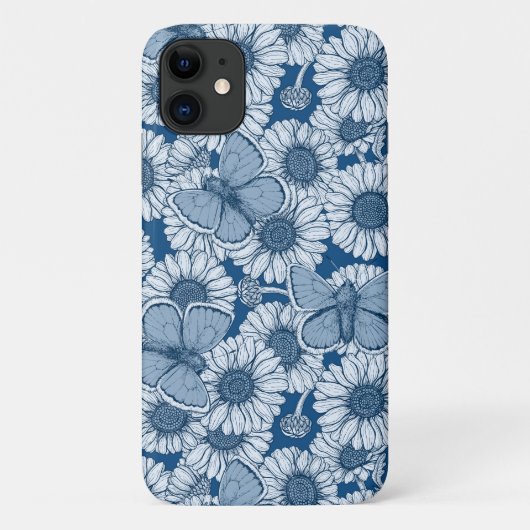 Blauwe veer, wilde bloemen, madijsoorten Case-Mate iPhone case (Achterkant)