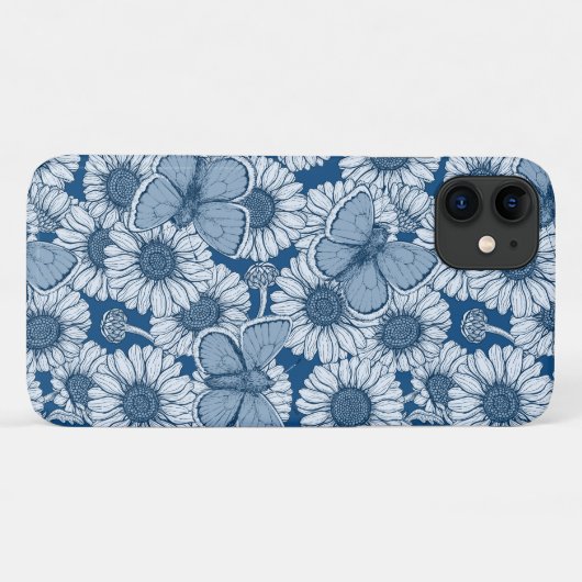 Blauwe veer, wilde bloemen, madijsoorten Case-Mate iPhone case (Achterkant (horizontaal))