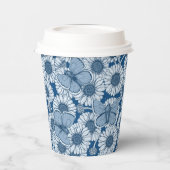 Blauwe veer, wilde bloemen, madijsoorten papieren bekers (Links)