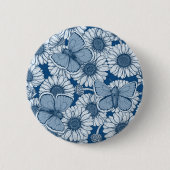 Blauwe veer, wilde bloemen, madijsoorten ronde button 5,7 cm (Voorkant)