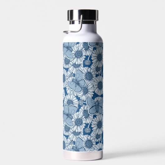 Blauwe veer, wilde bloemen, madijsoorten waterfles (Rechts)