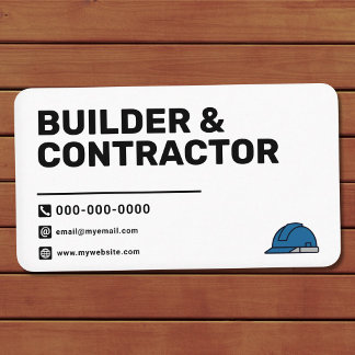 Blauwe veiligheidshelm - Bouwer & Aannemer Visitekaartje