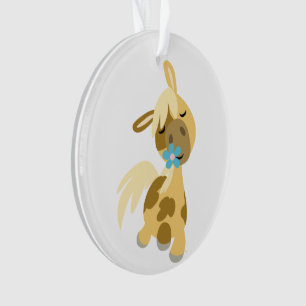 Blauwe ventilator en Cartoon Pony Acrylversiering Ornament