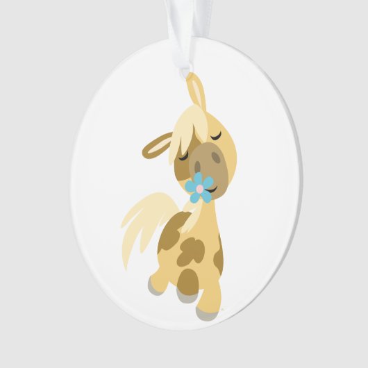 Blauwe ventilator en Cartoon Pony Acrylversiering Ornament (voorkant)