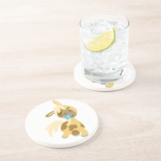 Blauwe ventilator en Cartoon Pony Onderzetter (Zijkant)