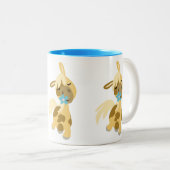 Blauwe ventilator en Cartoon Pony Tweekleurige Koffiemok (Voorkant rechts)