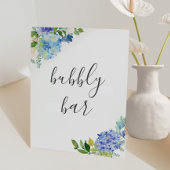 Blauwe ventilator Hydrangea Bubble Bar Sign Reclamebord Met Voetstuk