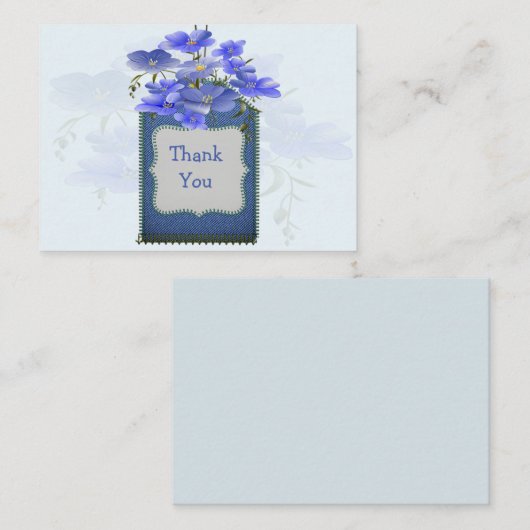 Blauwe ventilator op denim Label Dank u wel kaarte Notitiekaartje (Voorkant / Achterkant)