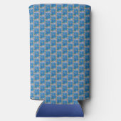 Blauwe ventilator seltzer blikjeskoeler (Achterkant)