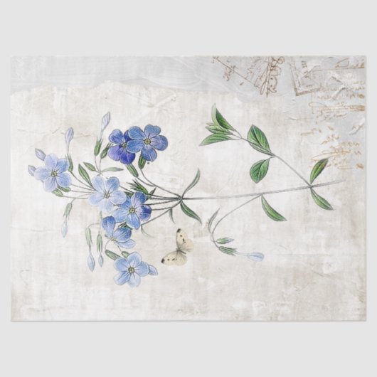 Blauwe ventilator vlinder gekleurd ontkoppeld tissuepapier (Voorkant)