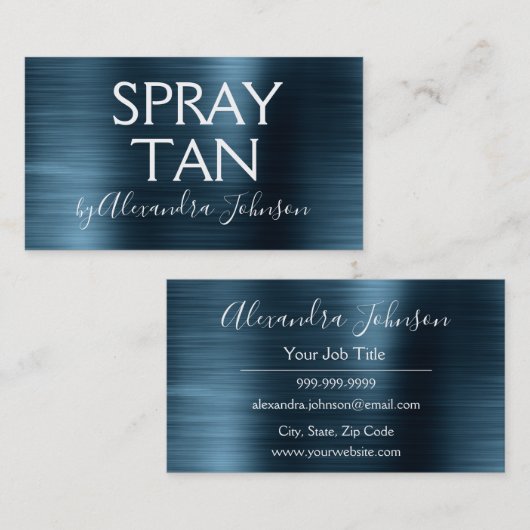 Blauwe veredelde metaal verstuiver visitekaartje (Voorkant / Achterkant)