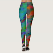 blauwe veren abstract leggings (Achterkant)