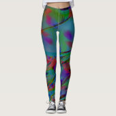 blauwe veren abstract leggings (Voorkant)