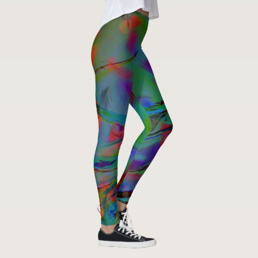 blauwe veren abstract leggings (Rechts)