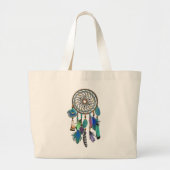 Blauwe veren | Boho Style | Drocatcher Grote Tote Bag (Voorkant)