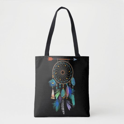 Blauwe veren | Boho Style | Drocatcher Tote Bag (Voorkant)