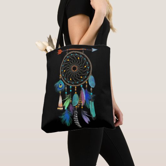 Blauwe veren | Boho Style | Drocatcher Tote Bag (Dichtbij)