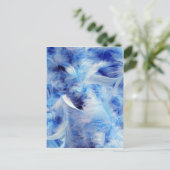 Blauwe veren briefkaart (Staand voorkant)