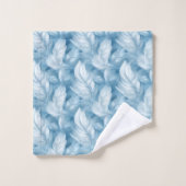 Blauwe Veren Delicate Bleekblauwe Monogram Bad Handdoek (Wasdoekje)