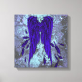 Blauwe Veren Engel Vleugels Grunge Design Canvas Afdruk (Voorkant)