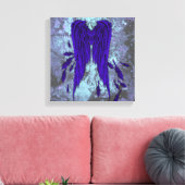 Blauwe Veren Engel Vleugels Grunge Design Canvas Afdruk (Insitu (Woonkamer))