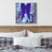 Blauwe Veren Engel Vleugels Grunge Design Canvas Afdruk (Insitu (Slaapkamer))