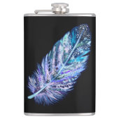 Blauwe veren kolf - Kies kleuren Heupfles (Voorkant)