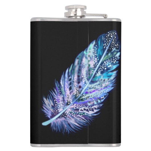 Blauwe veren kolf - Kies kleuren Heupfles (Achterkant)