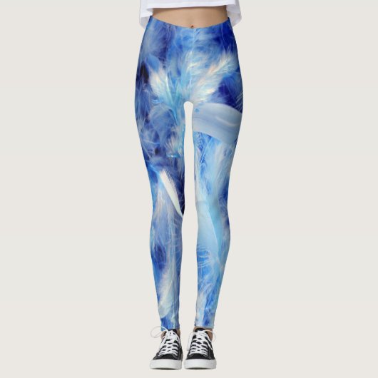 Blauwe veren leggings (Voorkant)