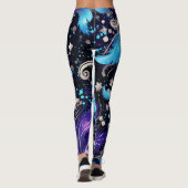 Blauwe veren leggings (Achterkant)