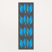 Blauwe veren levendige energieke kunst yogamat (Voorkant)