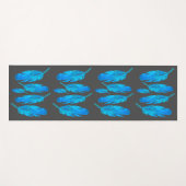 Blauwe veren levendige energieke kunst yogamat (Voorkant (horizontaal))