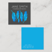 Blauwe veren moderne kleurrijke creatieve industri vierkante visitekaartje (Voorkant / Achterkant)