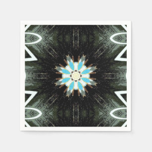 blauwe veren ster-burst geometrisch servet