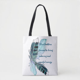 Blauwe veren tote bag