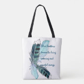 Blauwe veren tote bag (Achterkant)